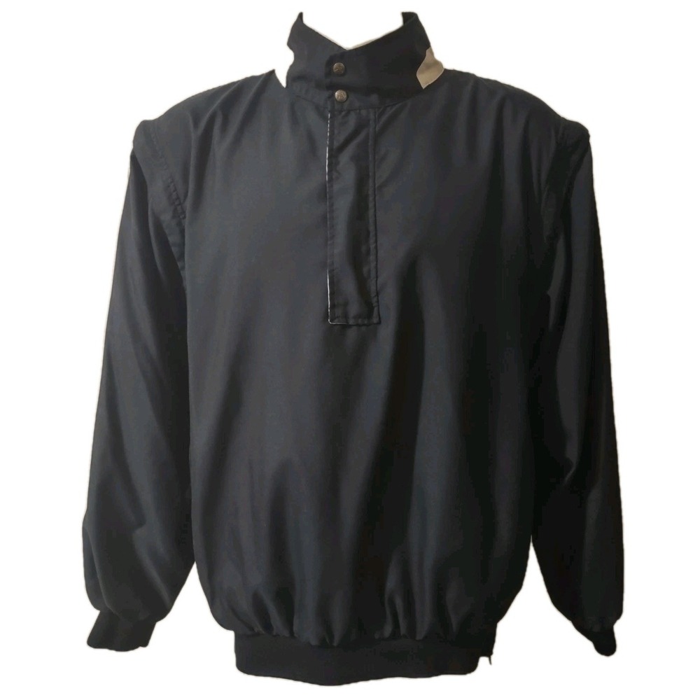 Ahead Authentics Pullover Jacket Men's Size L Golf Zip Off Sleeves 1/4 Zip Black